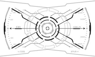 hud ciencia ficción interfaz pantalla ver gris geométrico en blanco diseño virtual realidad futurista tecnología creativo monitor vector