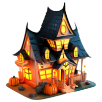 AI Generative Halloween pumpkin house png