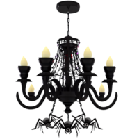 Víspera de Todos los Santos candelabro con arañas decorado ai generativo png