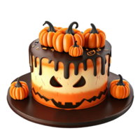 AI Generative Halloween cake with pumpkins decorated png