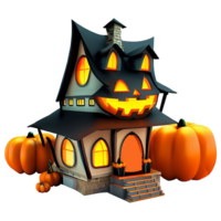 AI Generative Halloween pumpkin house png