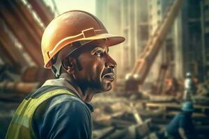 Worker construction safety. Generate Ai photo