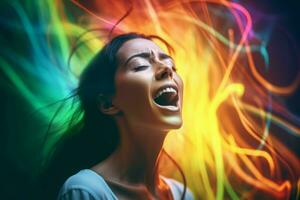 Singing woman energy relax. Generate Ai photo