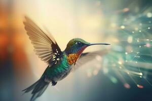 digital colibrí datos fluir. generar ai foto