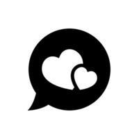 Black speech bubble with love icon vector. Heart sign symbol vector