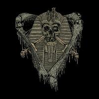 tinta cráneo momia muerte metal ilustración. ilustración para camisetas, oscuro arte, horror Arte vector