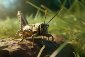 saltamontes en el bosque ai generado foto