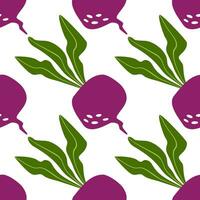 Cartoon seamless pattern with colorful beets. Texture for textiles, packaging, wallpapers. Vector illustration isolated on white background.