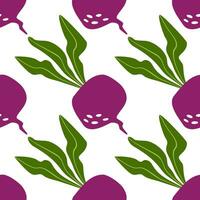 Cartoon seamless pattern with colorful beets. Texture for textiles, packaging, wallpapers. Vector illustration isolated on white background.