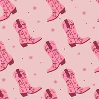 Trendy pink seamless pattern with cowboy boots. Vector graphics.