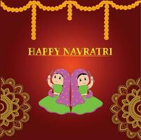 illustration of dancing girls for Navratri festival of India. Festival background, greeting card, poster, social media post vector