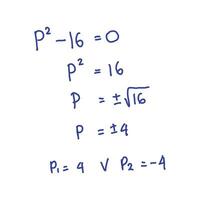 resolviendo cuadrático ecuaciones por factorización. álgebra, cálculo mayor alto. matemático fórmulas vector ilustración. aislado en blanco antecedentes.