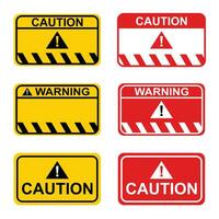 Caution sign on white background. Dangerous sign. yellow and red sign caution sign. Vector illustration. Eps 10.