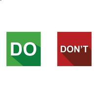 Do and Don't vector illustration button choice. Suitable for elements of advice info graphic information or tips. Check mark and cross mark icon.