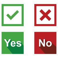 Set of Do and Don't, yes or no vector illustration button choice. Suitable for elements of advice info graphic information or tips. Check mark and cross mark icon.