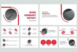 Red modern round business company slide presentation template vector