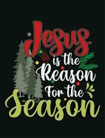 Jesús es el razón en el temporada Navidad día camiseta diseño vector son diseño alegre Papa Noel