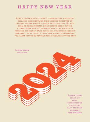 2024 happy new year. Template with colorful letter logo for calendar, poster, flyer, banner.
