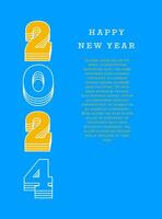 2024 happy new year. Template with colorful letter logo for calendar, poster, flyer, banner. vector