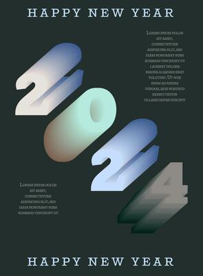 2024 happy new year. Template with colorful letter logo for calendar, poster, flyer, banner.