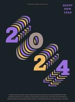 2024 happy new year. Template with colorful letter logo for calendar, poster, flyer, banner. vector