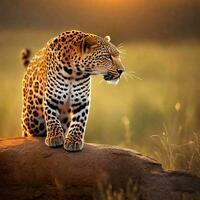 African leopard portrait photo. Generative AI photo