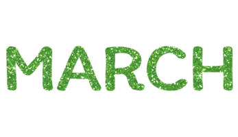 Green glitter MARCH Letters Icon. March sign. Design for decorating, background, wallpaper, illustration. png