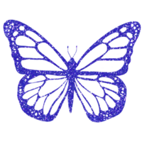 mörk blå fjäril glitter på transparent bakgrund. fjäril icon.design för dekoration, bakgrund, tapet, illustration png