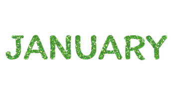 Green glitter JANUARY Letters Icon. January sign. Design for decorating, background, wallpaper, illustration. png