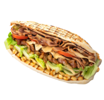 Chicken meat and vegetables kebab. Tortilla meat. AI Generated png