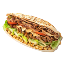 pollo carne y vegetales brocheta. tortilla carne. ai generado png