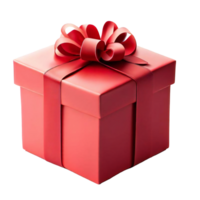 Decorative Red gift box with red ribbon. AI Generated png