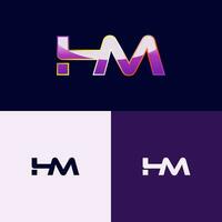 HM Initial Letter Logo with Gradient Style vector