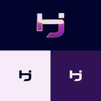 HJ Initial Letter Logo with Gradient Style vector
