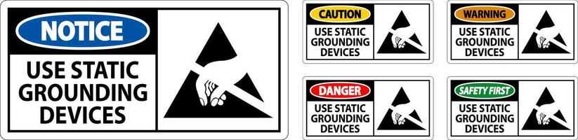 Caution Sign Use Static Grounding Devices vector