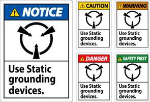 Warning Sign Use Static Grounding Devices vector