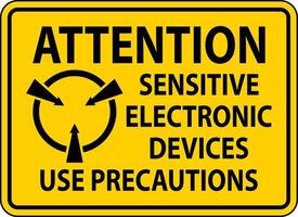 Static Warning Sign Attention - Sensitive Electronic Devices Use Precautions vector