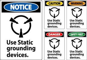 Warning Sign Use Static Grounding Devices vector