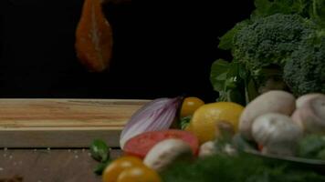 Professional chef prepares red fish steak for frying. Close up slow motion. video