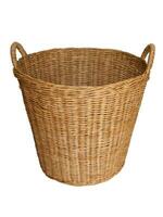 Handmade weave wicker basket isolated on white background photo