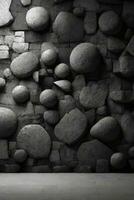 Old wall texture cement dark black gray background abstract grey color design are light with white gradient background.. AI generated photo