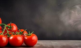 Fresh tomato photo background with copy space area. AI generative