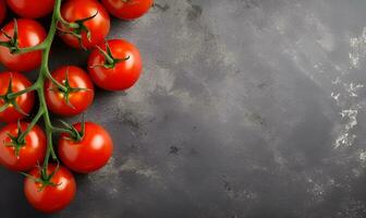 Fresh tomato photo background with copy space area. AI generative