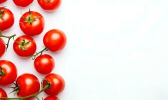 Fresh tomato photo background with copy space area. AI generative