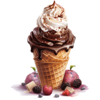 Ice cream with topping on a transparent background AI Generative png