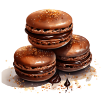 chocolate macarrones en un transparente antecedentes ai generativo png