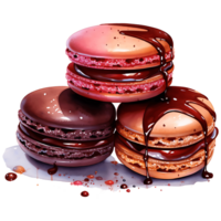 Chocolate macaroons on a transparent background AI Generative png