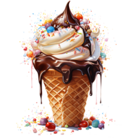 la glace crème avec Garniture sur une transparent Contexte ai génératif png