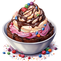 Ice cream with topping on a transparent background AI Generative png