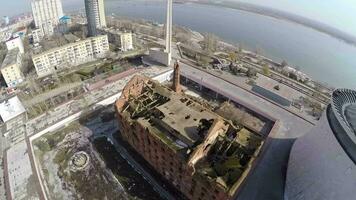 Aerial view of destroyed Gergart Mill in Volgograd, Russia video